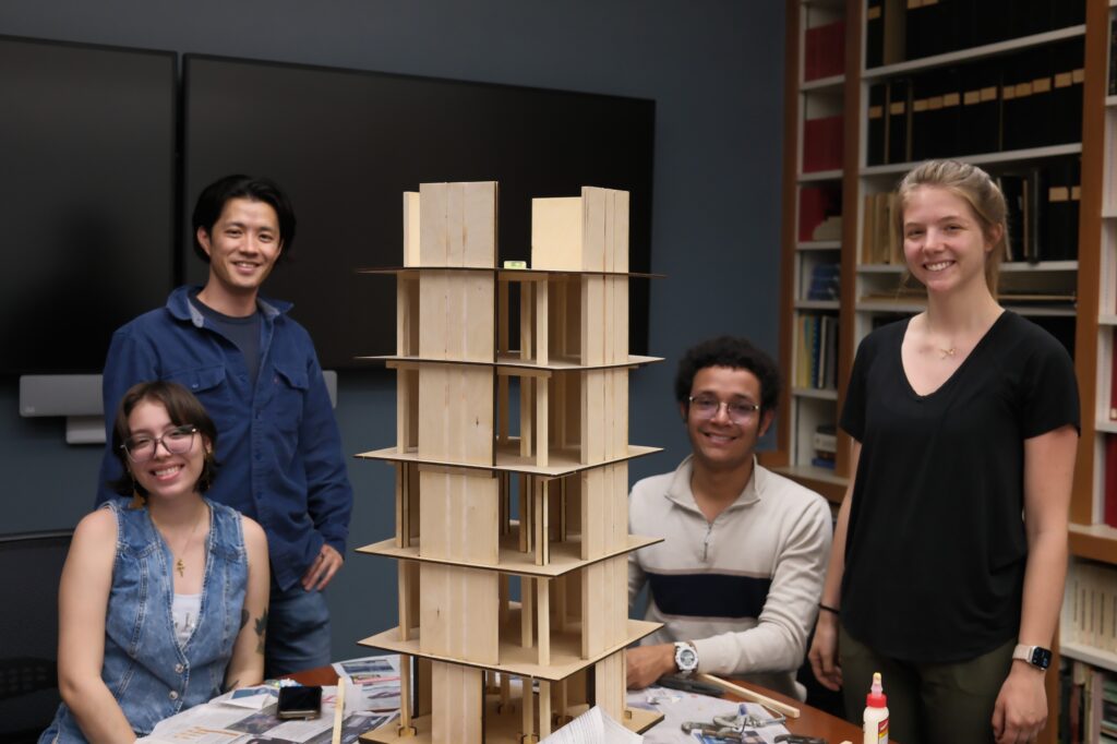 Simpson Lab team with the shake-table model built for the Centennial Showcase demo
