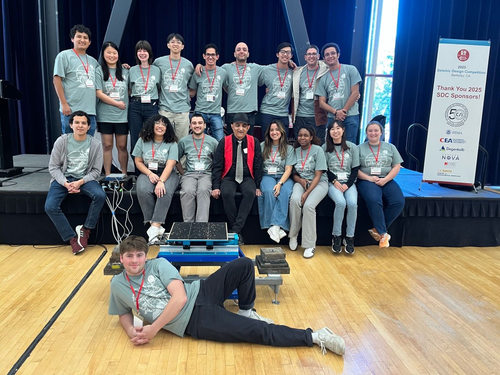 2025 EERI Seismic Design Competition participants and team members at Berkeley, California