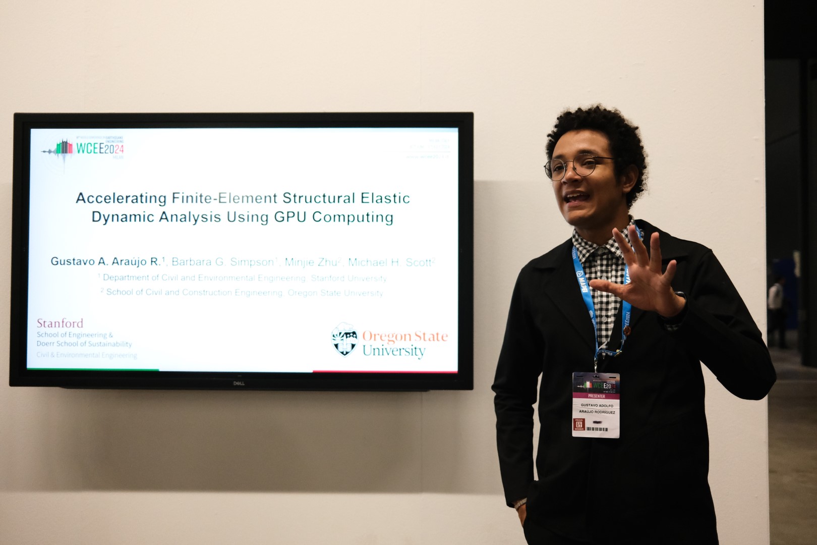 Gustavo A. Araújo R. at the 18th World Conference on Earthquake Engineering in Milan, Italy